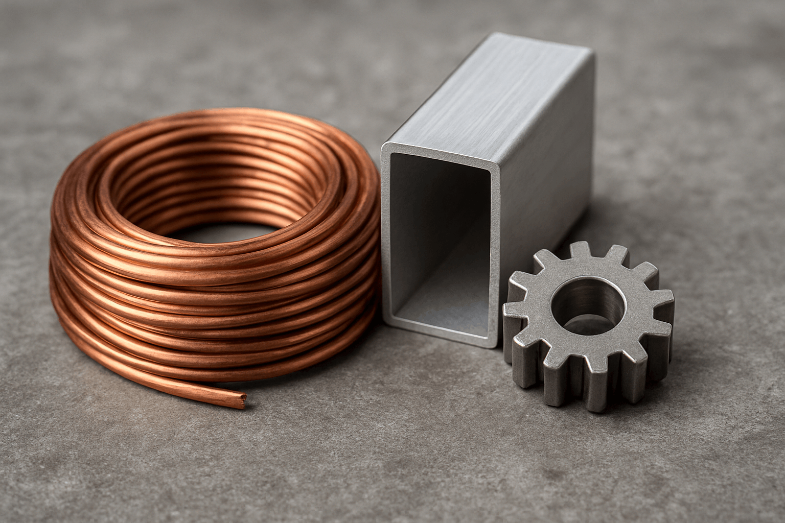 Non-ferrous metals - copper wire, aluminium tube, gear